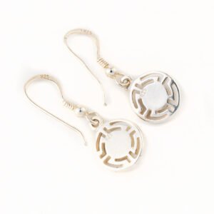 Del Corso Meandros Evil Eye Earrings – 925 Sterling Silver, 1.1 cm, 2g Lightweight Greek Key Studs for Women, Handmade Protection Jewelry to Ward Off Negativity and Enhance Style - Earrings - British D'sire