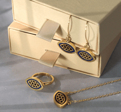 Del Corso Ottoman Hands Lamia Evil Eye Drop Earrings – 18ct Gold - Plated Recycled Brass, Handcrafted Jewelry for Women, Protective Symbol with Elegant Evil Eye Design - Earrings - British D'sire