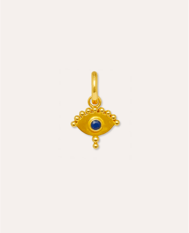 Del Corso Ottoman Hands Lapis Evil Eye Charm – 18ct Gold - Plated Recycled Brass, Handcrafted Jewelry for Women, Protective Symbol with Vibrant Blue Lapis Stone - Earrings - British D'sire Main image