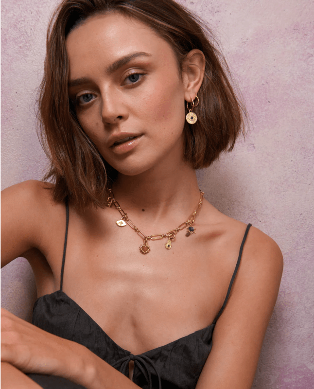 Del Corso Ottoman Hands Lapis Sunray Evil Eye Charm – 18ct Gold - Plated Recycled Brass, Handcrafted Jewelry for Women, Protective Symbol with Rich Blue Lapis Stone - Earrings - British D'sire