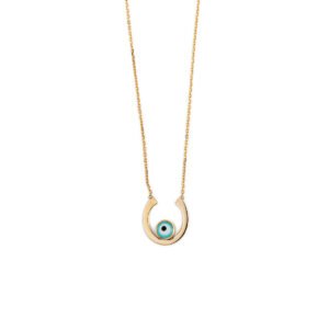 Del Corso Petal Evil Eye Necklace – 14K Gold – Lightweight – Perfect for Women – Hypoallergenic & Durable – Elegant Protective Charm with Unique Petal Design for Everyday Wear and Special Occasions - Necklaces & Pendants - British D'sire Main image