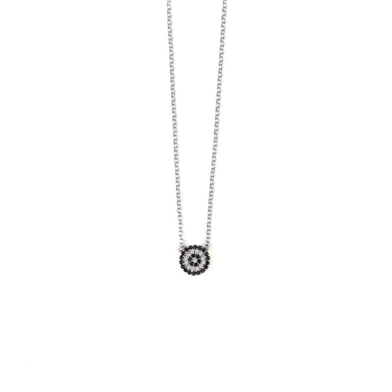 Del Corso Round Evil Eye Necklace – Sterling Silver 925 – Lightweight 2.6 g – Perfect for Women – Hypoallergenic & Durable – Protective Charm with Timeless Design for Everyday Elegance and Special Occasions - Necklaces & Pendants - British D'sire Main image