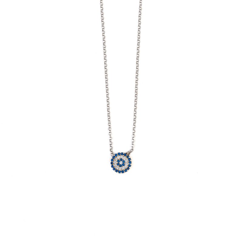 Del Corso Round Evil Eye Necklace – Sterling Silver 925 – Lightweight 2.6 g – Perfect for Women – Hypoallergenic & Durable – Protective Charm with Timeless Design for Everyday Elegance and Special Occasions - Necklaces & Pendants - British D'sire