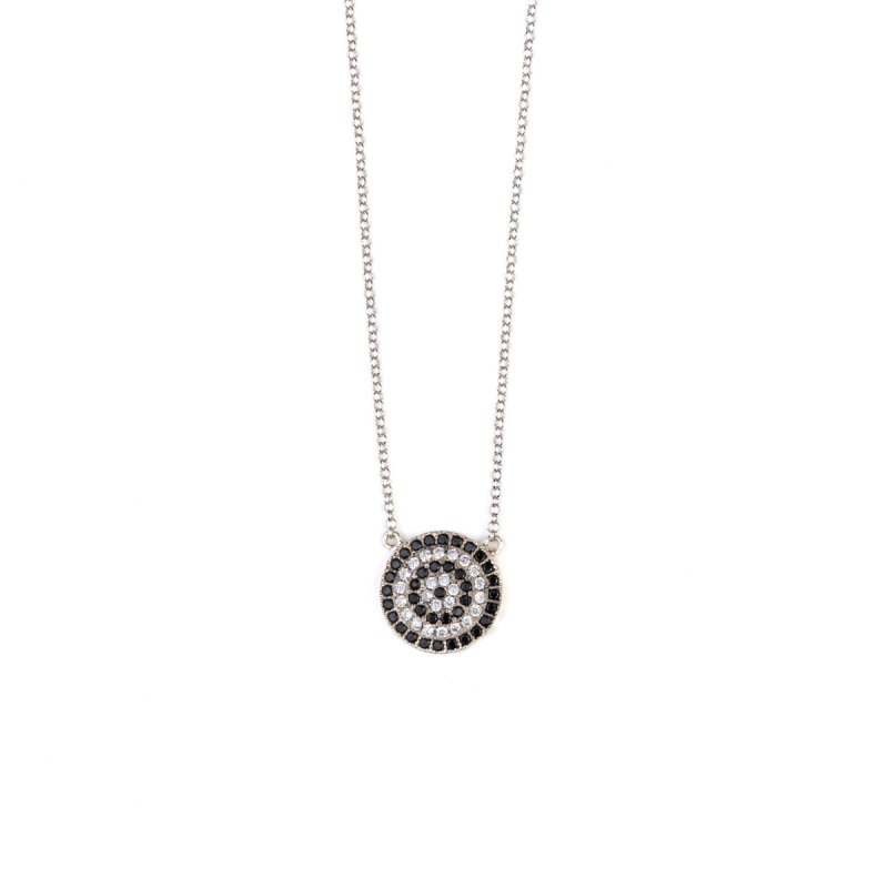 Del Corso Round Evil Eye Necklace – Sterling Silver 925 with Zircon – Lightweight – Perfect for Women and Unisex Wear – Hypoallergenic & Durable – Protective Charm for Elegance and Everyday Style - Necklaces & Pendants - British D'sire Main image