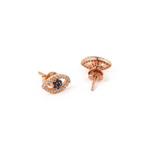 Del Corso Silver Rose Gold Plated Stud Eye Earrings - Elegant Design with Zircon Gemstone - Lightweight- Perfect for Women - Hypoallergenic & Comfortable Jewelry - Ideal for Daily Wear or Gifting Secondary image