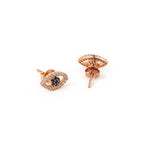 Del Corso Silver Rose Gold Plated Stud Eye Earrings - Elegant Design with Zircon Gemstone - Lightweight - Perfect for Women - Hypoallergenic & Comfortable Jewelry - Ideal for Daily Wear or Gifting - Earrings - British D'sire