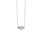 Del Corso Sterling Silver Blue Evil Eye Necklace with Zircon – Lightweight [Weight] – Perfect for Women – Hypoallergenic & Durable – Elegant Protective Jewelry with Spiritual and Cultural Significance for Everyday Wear and Special Occasions - Necklaces & Pendants - British D'sire