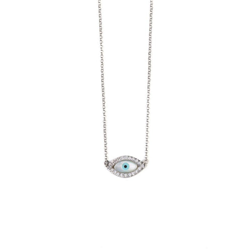 Del Corso Sterling Silver Blue Evil Eye Necklace with Zircon – Lightweight [Weight] – Perfect for Women – Hypoallergenic & Durable – Elegant Protective Jewelry with Spiritual and Cultural Significance for Everyday Wear and Special Occasions