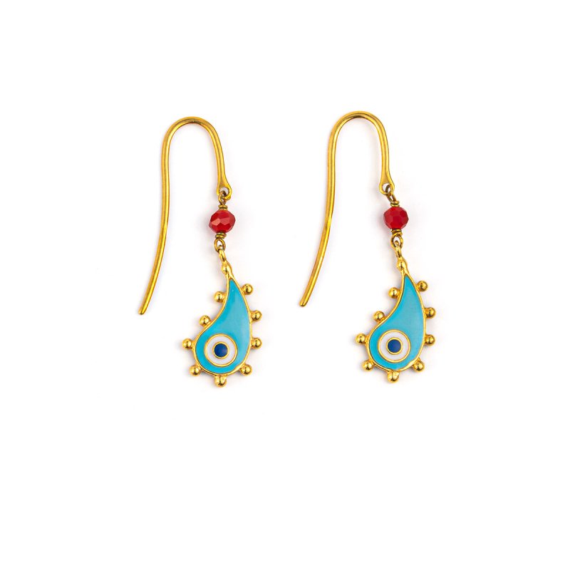 Del Corso Sterling Silver Gold - Plated Drop Eye Earrings - Lightweight - Ideal for Women - Hypoallergenic & Durable - Elegant Design with Protective Evil Eye Symbol for Daily Wear or Special Occasions - Earrings - British D'sire Main image