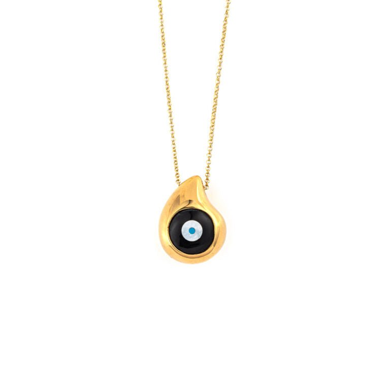 Del Corso Sterling Silver Gold Plated Tear Drop – Evil Eye Necklace – Lightweight– Perfect for Women – Hypoallergenic & Durable – Elegant Protective Jewelry with a Unique Design for Everyday Wear and Special Occasions - Necklaces & Pendants - British D'sire