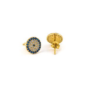 Del Corso Stud Eye Earrings with Zircon – 925 Sterling Silver Gold Plated - Lightweight - Perfect for Women - Hypoallergenic & Stylish Jewelry - Elegant Design for Daily Wear or Special Occasions - Earrings - British D'sire