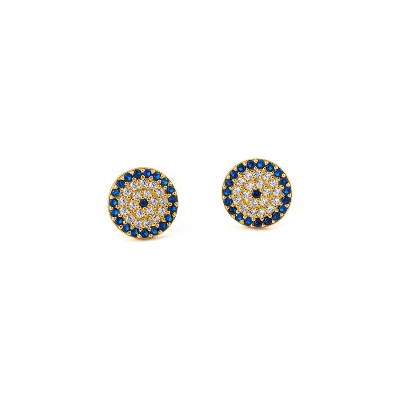 Del Corso Stud Eye Earrings with Zircon – 925 Sterling Silver Gold Plated - Lightweight - Perfect for Women - Hypoallergenic & Stylish Jewelry - Elegant Design for Daily Wear or Special Occasions - Earrings - British D'sire