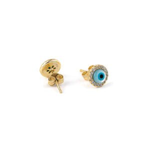 Del Corso Stud Eye Earrings with Zircon – Sterling Silver Gold Plated - Lightweight - Perfect for Women - Hypoallergenic & Durable - Stylish and Versatile Jewelry for Daily Wear or Special Occasions - Earrings - British D'sire