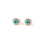 Del Corso Stud Eye Earrings with Zircon – Sterling Silver Gold Plated - Lightweight - Perfect for Women - Hypoallergenic & Durable - Stylish and Versatile Jewelry for Daily Wear or Special Occasions - Earrings - British D'sire