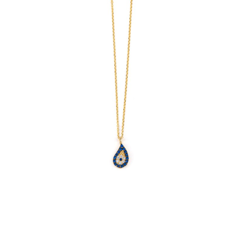 Del Corso Tear Drop Evil Eye Necklace – 14K Gold with Zircon – Lightweight – Perfect for Women – Hypoallergenic & Durable – Elegant Protective Jewelry with Spiritual Significance for Daily Wear and Special Occasions - Necklaces & Pendants - British D'sire Main image