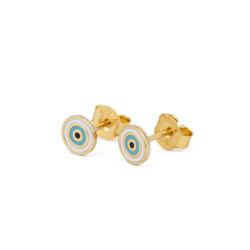 Del Corso Tiny Evil Eye Stud Earrings – 5mm Lightweight 925 Sterling Silver with 18K Gold Plating – Dainty Protective Jewelry for Women – Hypoallergenic, Stylish, Everyday Wear - Earrings - British D'sire Main image