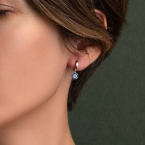 Del Corso Yianni Jewelry Eye Hoop Earrings – 925 Sterling Silver, 2.4 cm Length, 3.8 g – Handmade Evil Eye Hoops for Women, Protective Symbolic Jewelry, Lightweight, Hypoallergenic, Artisan Crafted in Greece - Earrings - British D'sire