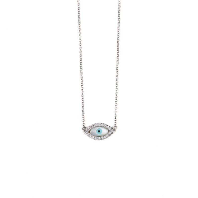 Del Corso Zircon Evil Eye Necklace – Sterling Silver 925 – Lightweight 1.6 g – Perfect for Women – Hypoallergenic & Durable – Elegant Protective Charm for Everyday Wear and Special Occasions - Necklaces & Pendants - British D'sire