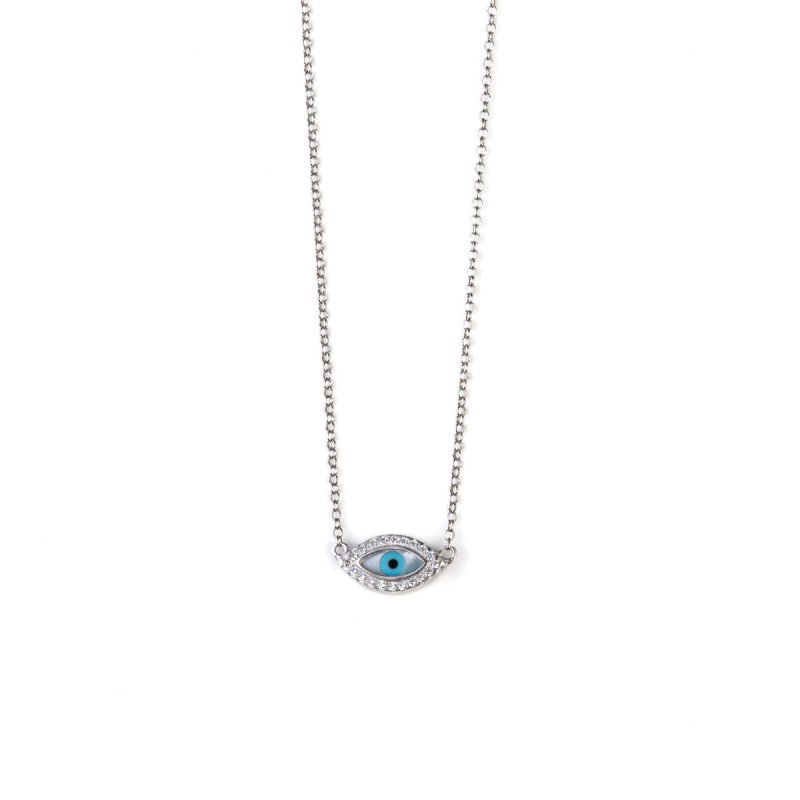 Del Corso Zirconia Evil Eye Necklace – Sterling Silver 925 – Lightweight 2.1 g – Perfect for Women – Hypoallergenic & Durable – Elegant Protective Charm for Daily Wear and Special Occasions - Necklaces & Pendants - British D'sire Main image