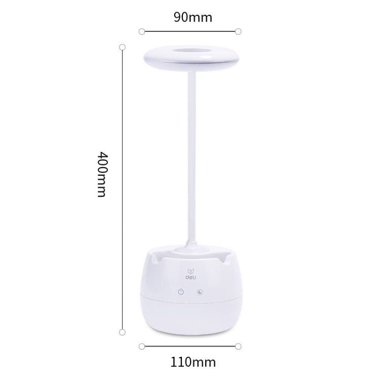 Deli 4326 Three - gear Adjustable Ring USB Charging Desk Lamp with Pen Holder - British D'sire
