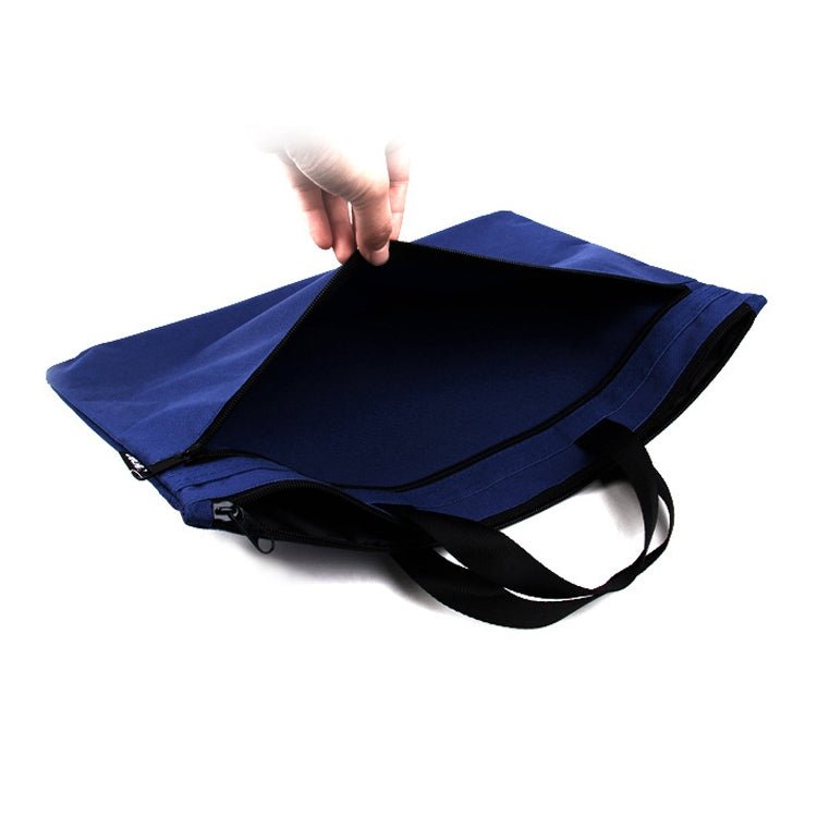 Deli 5840 Portable Canvas Zipper File Bag Double Simple Storage Bag(Dark Blue) - British D'sire
