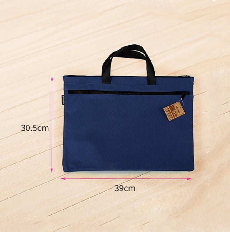 Deli 5840 Portable Canvas Zipper File Bag Double Simple Storage Bag(Dark Blue) - British D'sire