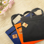 Deli 5840 Portable Canvas Zipper File Bag Double Simple Storage Bag(Dark Blue) - British D'sire