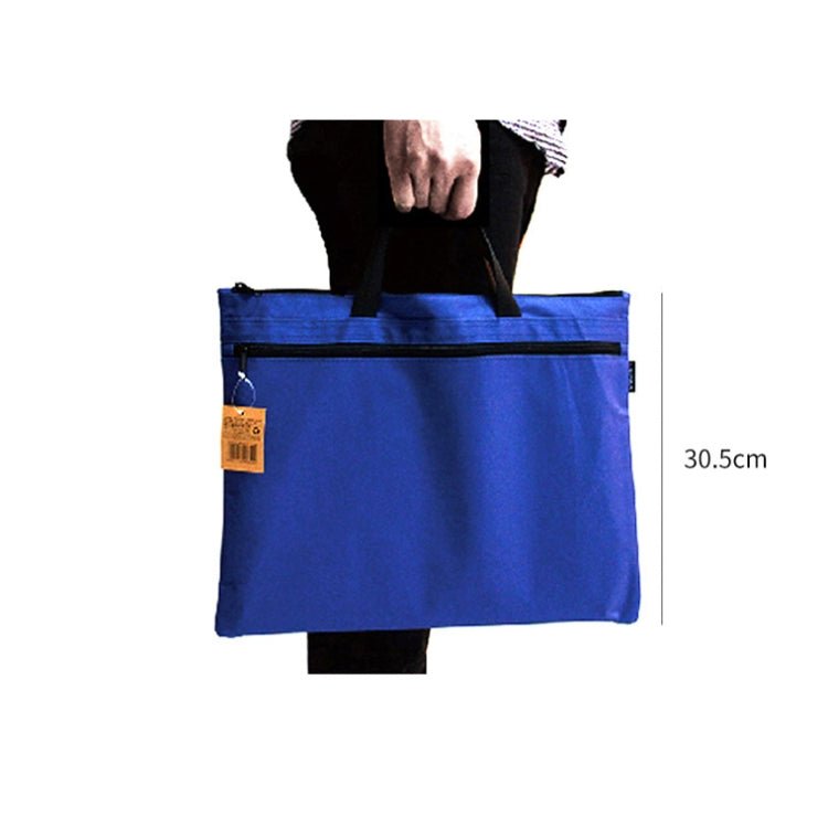 Deli 5840 Portable Canvas Zipper File Bag Double Simple Storage Bag(Dark Blue) - British D'sire