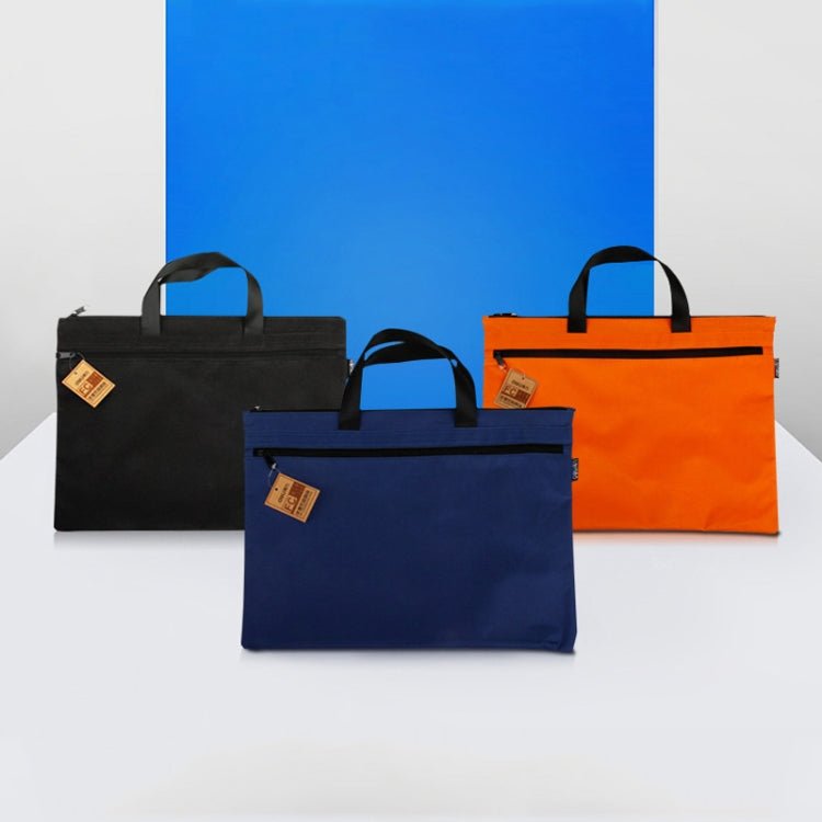 Deli 5840 Portable Canvas Zipper File Bag Double Simple Storage Bag(Orange) - British D'sire