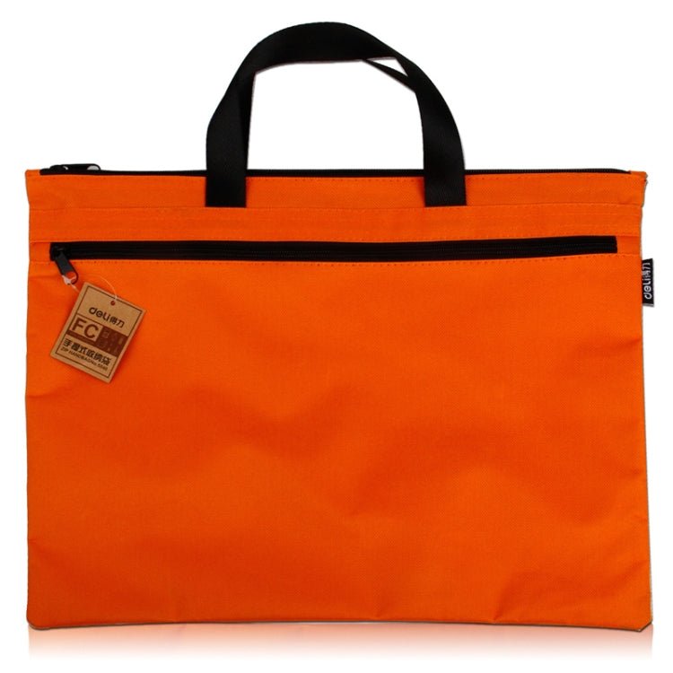 Deli 5840 Portable Canvas Zipper File Bag Double Simple Storage Bag(Orange) - British D'sire