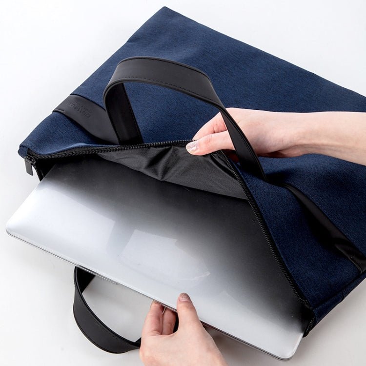 Deli 63750 Office Portable Zipper Document Bag Double - Layer Conference Information Bag(Gray) - British D'sire