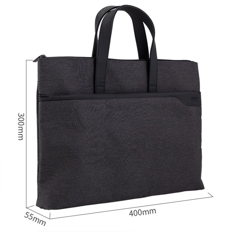 Deli 63750 Office Portable Zipper Document Bag Double - Layer Conference Information Bag(Gray) - British D'sire