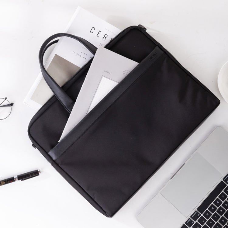 Deli 63751 Front And Rear Double Pockets Multi - Layer Briefcases Handheld Meeting Bag(Dark Gray) - British D'sire