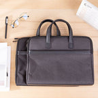 Deli 63751 Front And Rear Double Pockets Multi - Layer Briefcases Handheld Meeting Bag(Dark Gray) - British D'sire