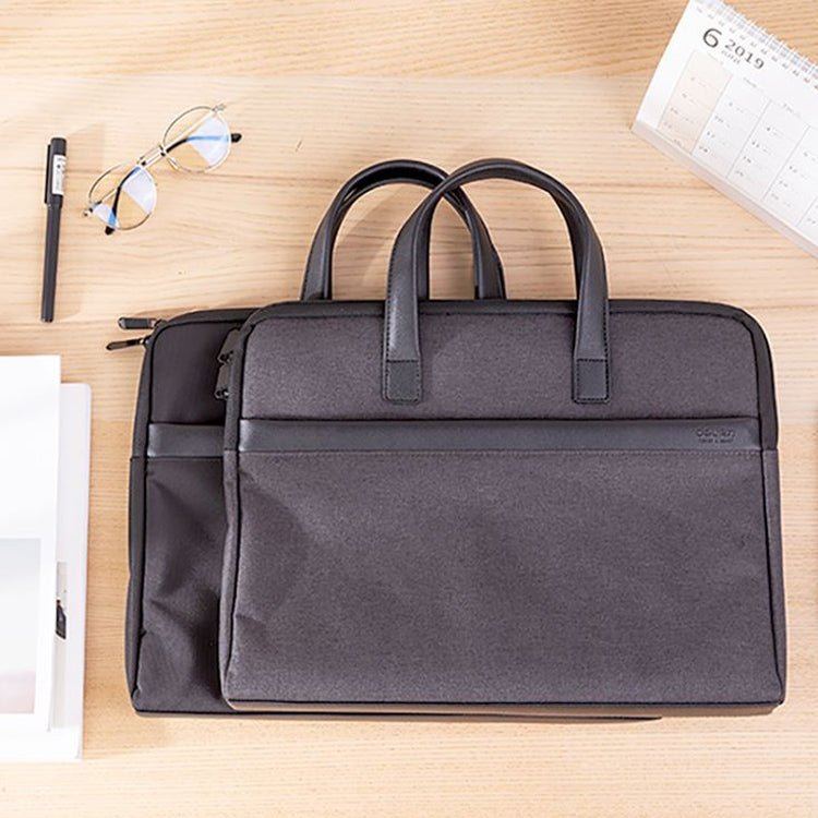 Deli 63751 Front And Rear Double Pockets Multi - Layer Briefcases Handheld Meeting Bag(Dark Gray) - British D'sire