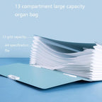 Deli 72410 A4 Layered File Information Bag Office Student File Storage Bag(Light Blue) - British D'sire