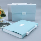 Deli 72410 A4 Layered File Information Bag Office Student File Storage Bag(Light Blue) - British D'sire