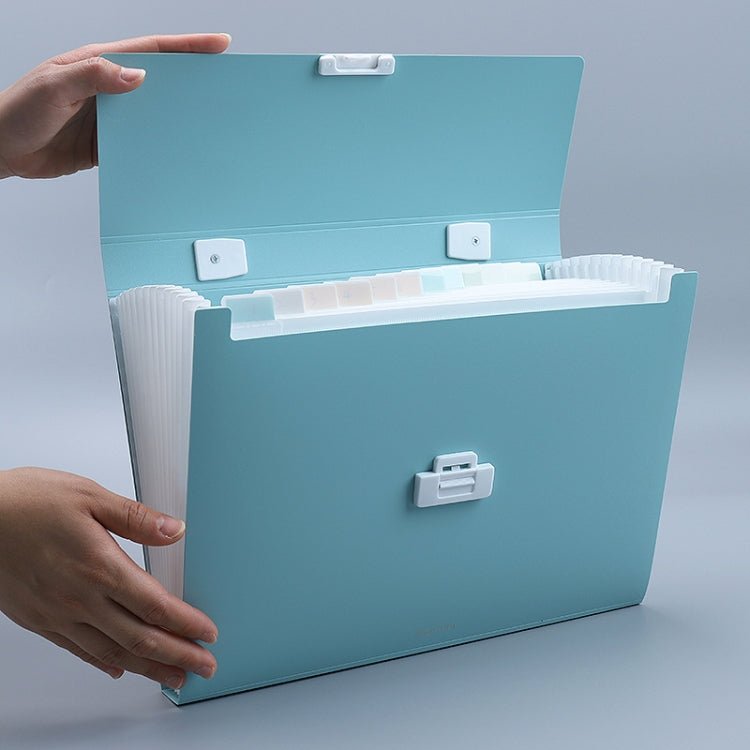 Deli 72410 A4 Layered File Information Bag Office Student File Storage Bag(Light Blue) - British D'sire