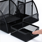 Deli 9200 Full Metal Hollow Pen Holder Office Supplies Storage Box(Black) - British D'sire