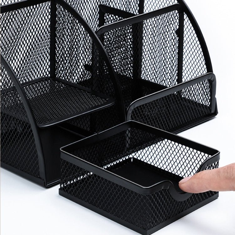Deli 9200 Full Metal Hollow Pen Holder Office Supplies Storage Box(Black) - British D'sire