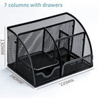 Deli 9200 Full Metal Hollow Pen Holder Office Supplies Storage Box(Black) - British D'sire