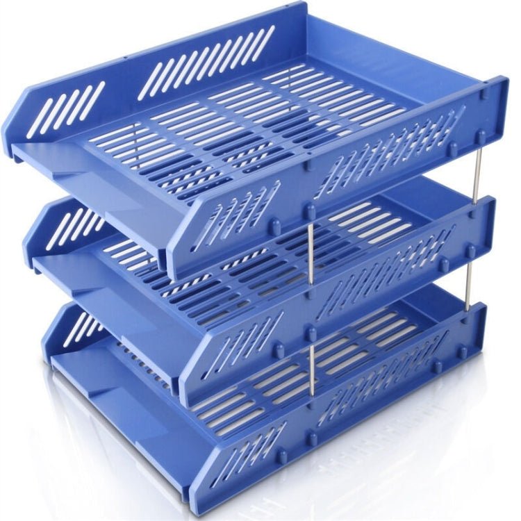 Deli 9209 Office Storage Supplies Three - Tier File Box(Blue) - British D'sire Main image