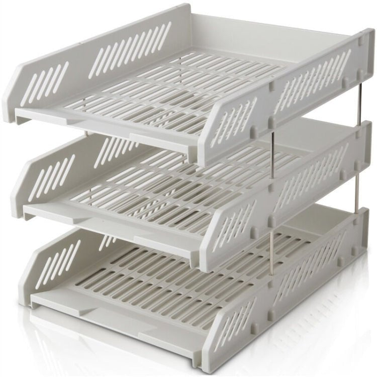 Deli 9209 Office Storage Supplies Three - Tier File Box(Gray) - British D'sire Main image