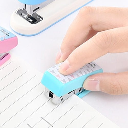 Deli Creative Stationery Geometry Stapler Colorful Fashion Stapler School Office Supplies Small, Size: 4.9*2.2cm, Random Color Delivery - British D'sire Main image
