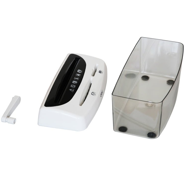 Deli Office Series Hand - cranked A4 / CD / Card Desktop Paper Shredder, Waste - bin Volume: 4L (No. 9935)(White) - British D'sire