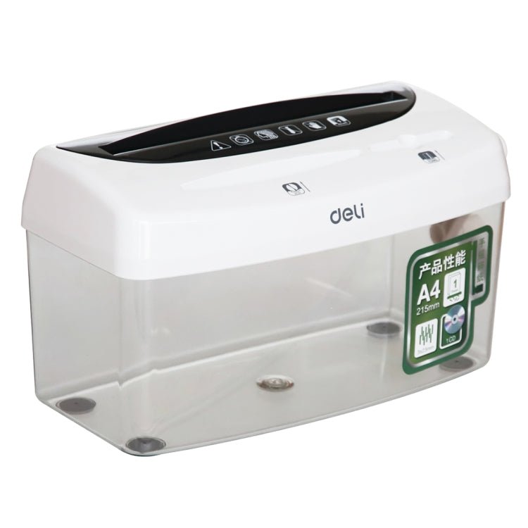 Deli Office Series Hand - cranked A4 / CD / Card Desktop Paper Shredder, Waste - bin Volume: 4L (No. 9935)(White) - British D'sire