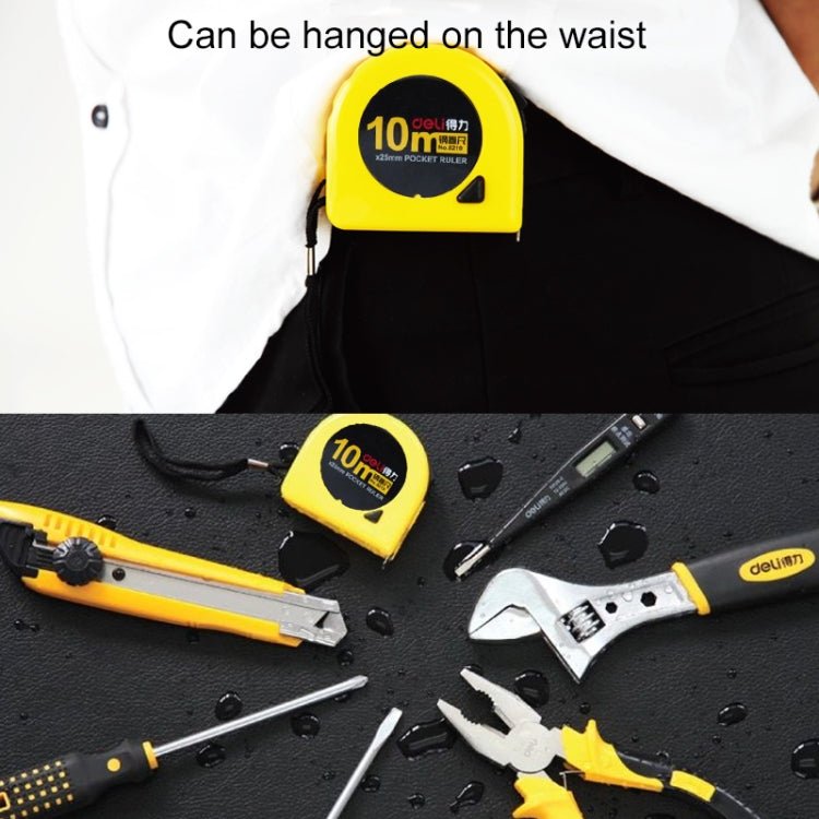 deli Retractable Ruler Measuring Tape Portable Pull Ruler Mini Tape Measure, Length: 10m - British D'sire