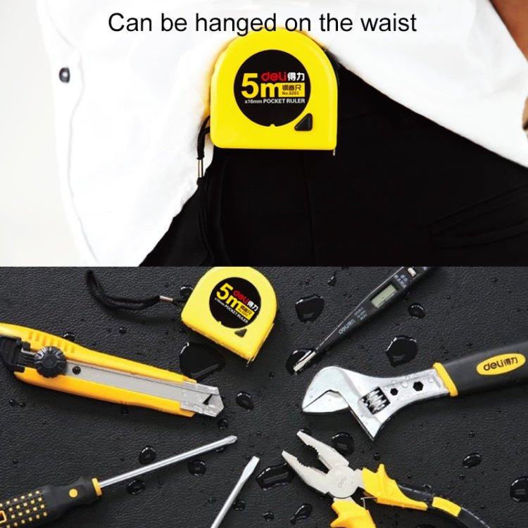 deli Retractable Ruler Measuring Tape Portable Pull Ruler Mini Tape Measure, Length: 5m - British D'sire