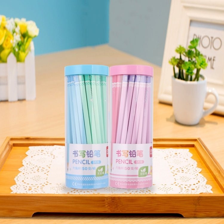 Deli S928 50 PCS/Barrel HB Pencil Students Round Writing Pencil(Red) - British D'sire