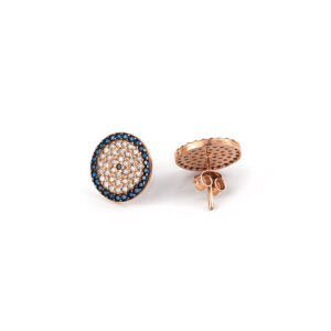 Delicate Silver Rose Gold Plated Stud Eye Zircon Earrings by Del Corso - Crafted with 925 Sterling Silver and zircon stones, lightweight at 1.0 g, elegant design for women, offering style, hypoallergenic comfort, and protective symbolism Secondary image